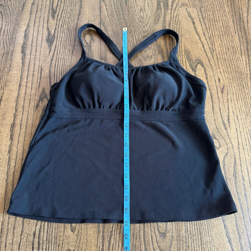Lands End Women Solid Black Ribbed Soft Molded Cup Tankini Swim Suit Top Size 16 - Picture 4 of 7